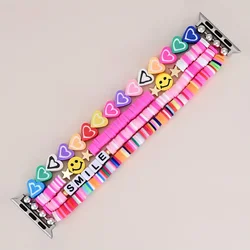 Bohemian bead bracelet compatible with iWatch strap 38mm 40mm 41mm 42mm 44mm 45mm 49mm for women, fashionable handmade elastic s