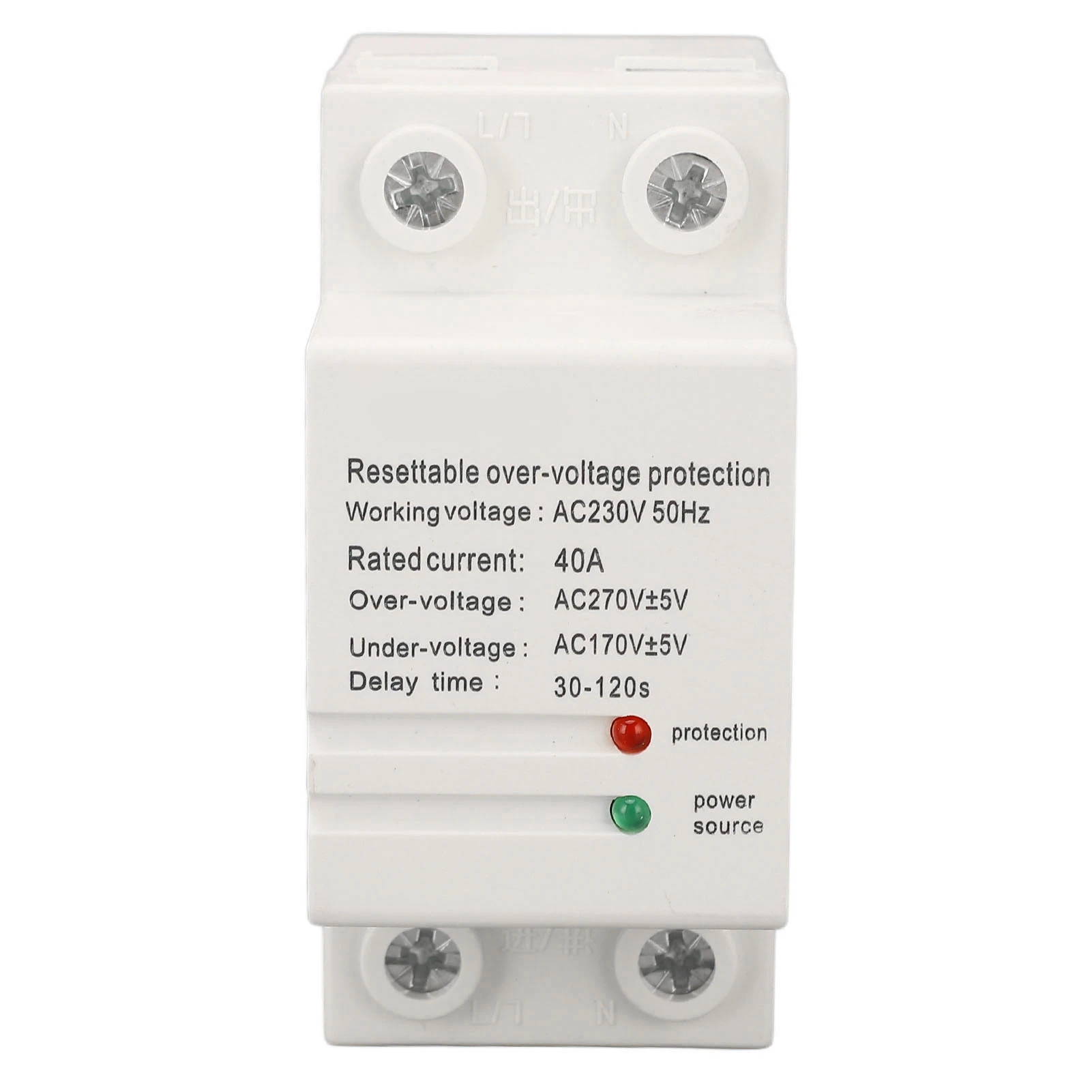 Voltage Protective Device Single Phase Self Resetting Auto Over Under Voltage Protector with Light Indicator 40A AC230V Down