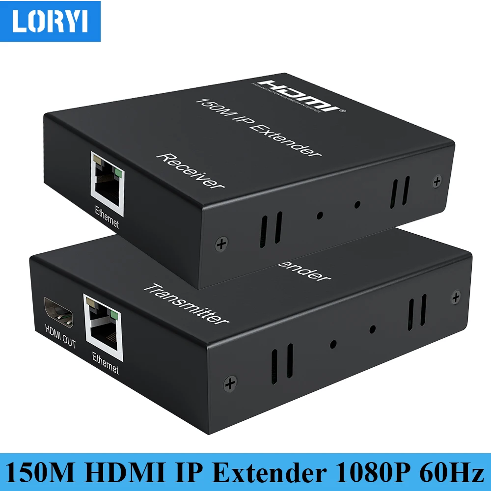 LORYI HDMI IP Extender 492ft/150m Over Cat5e/6 1080P 60Hz with Local HDMI Loopout 1-to-Many Transmission Over Ethernet Switch