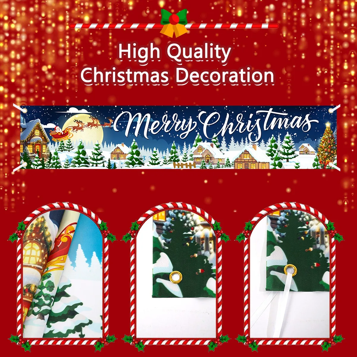 Spanduk Pohon Natal Dekorasi Natal untuk Rumah 2025 Dekorasi Dalam & Luar Ruangan Bendera Natal Navidad Noel Natal Hadiah Tahun Baru 2026