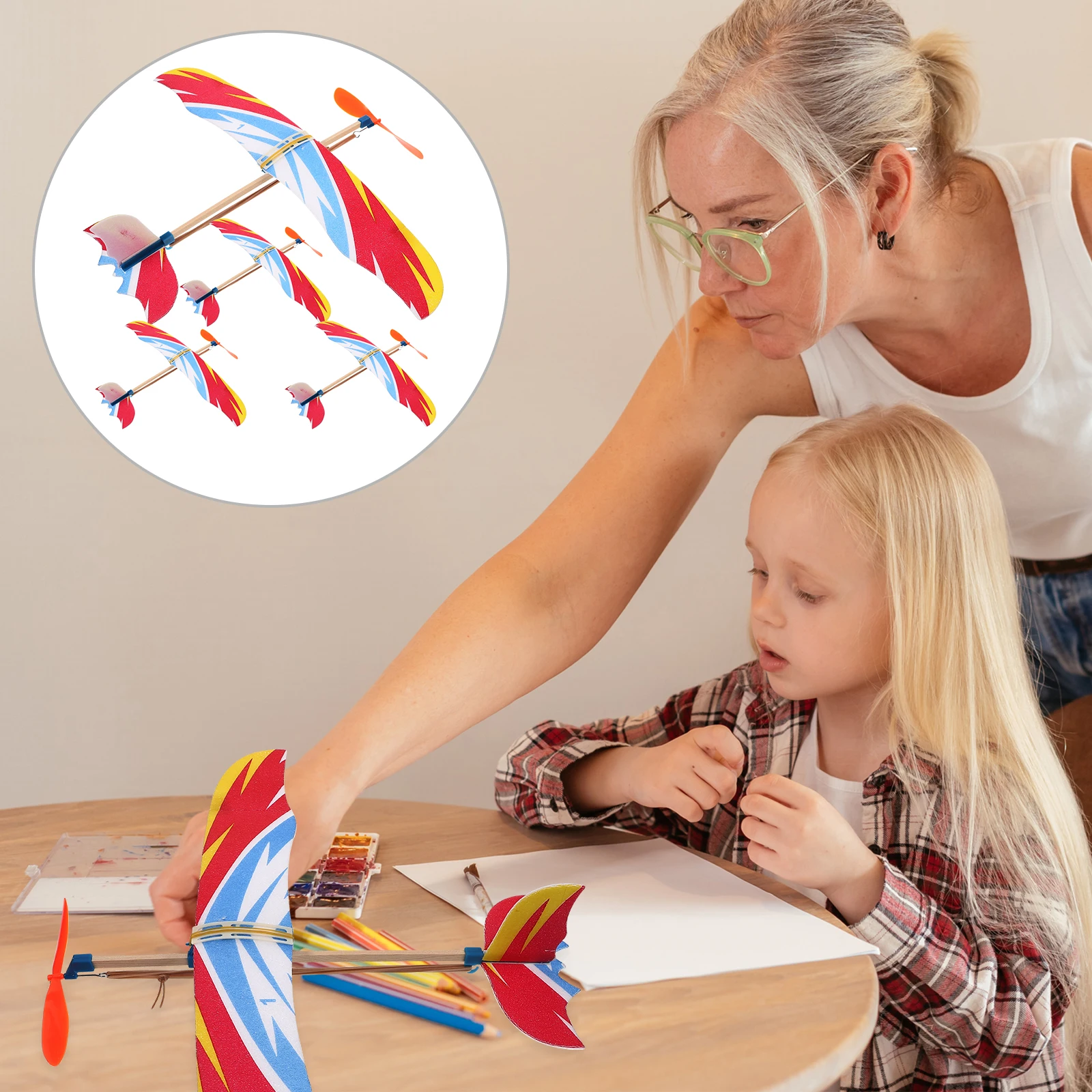 

4 Pcs DIY Airplane Toys EVA Foam Lightweight Safe Kids Outdoor Coordination No Tools Needed Flexibility Non