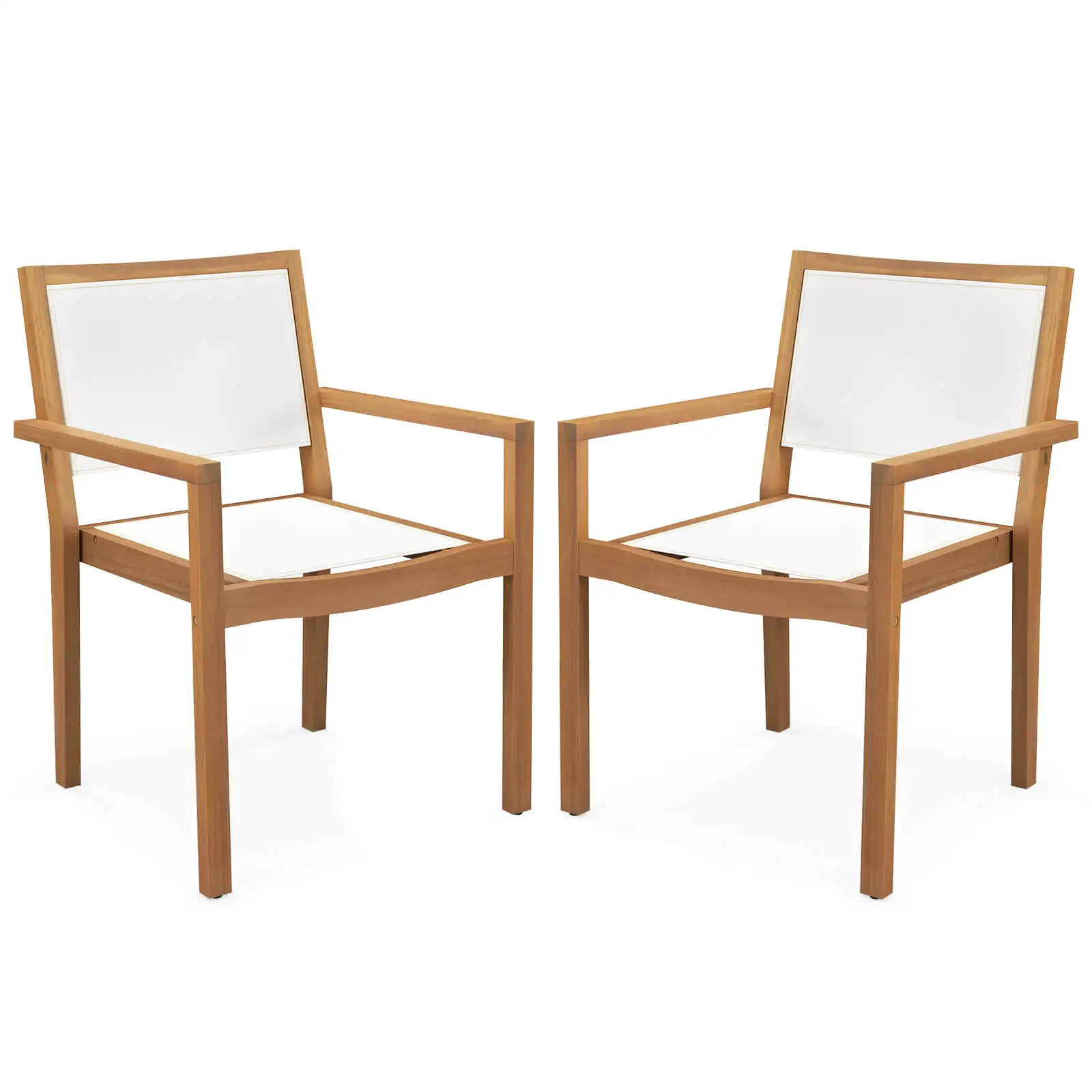 Stackable Dining Chair Set of 2 w/Wear-resistant Fabric & Breathable Backrest