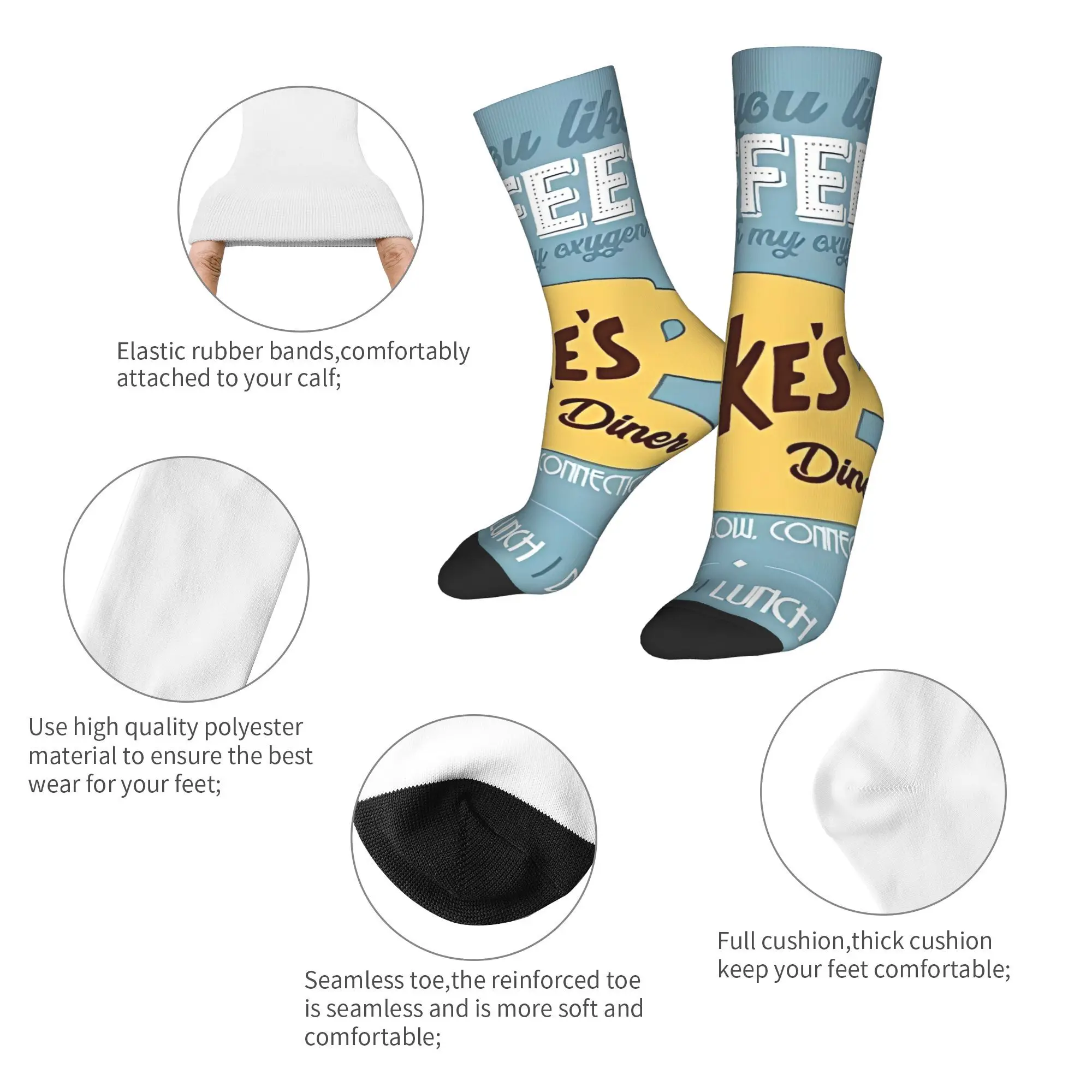 Gilmore Girls Lukes I Drink Coffee Like  Socks Casual Autumn Anti Slip Unisex Men Socks Quality Design Skateboard Socks