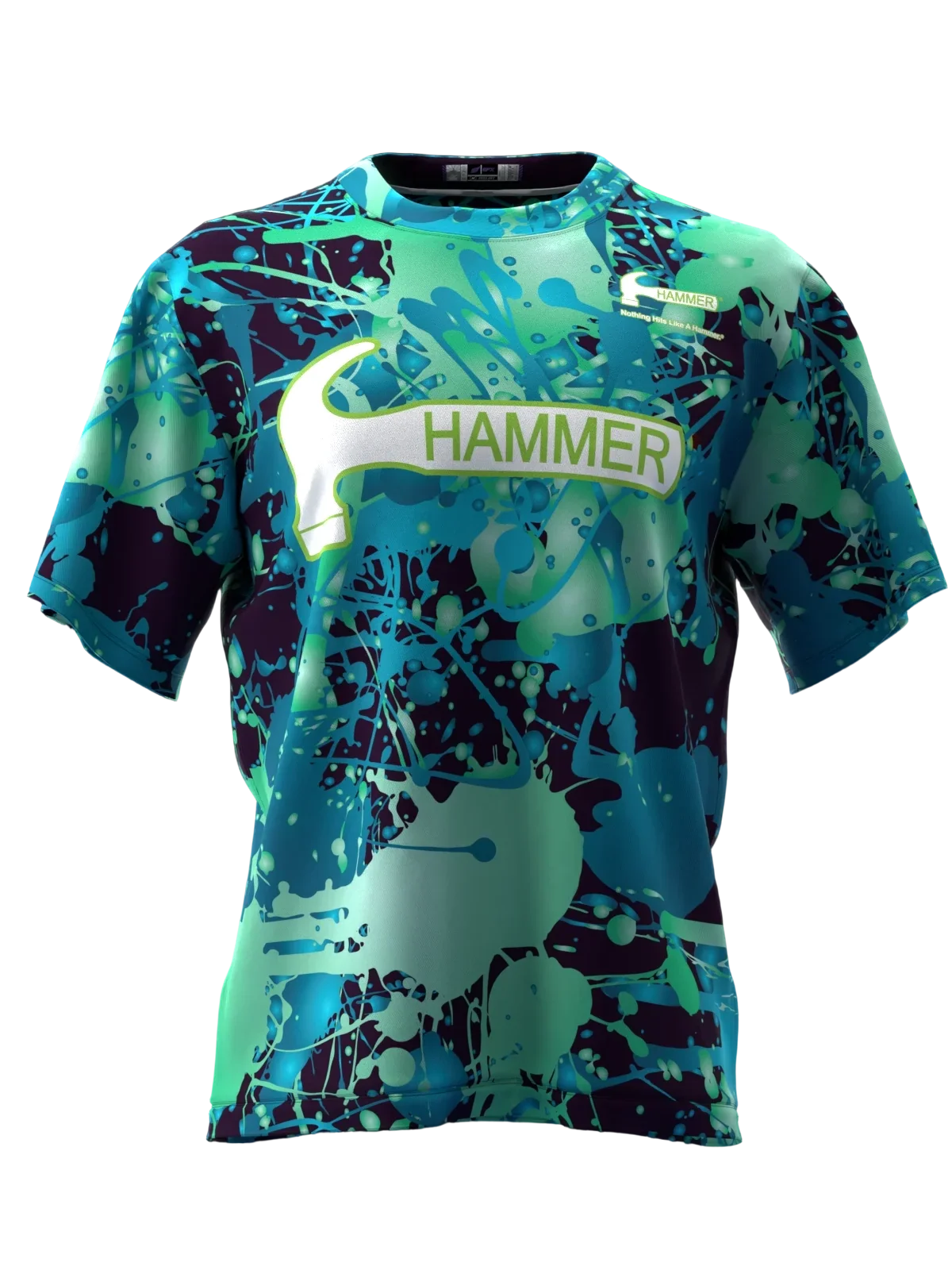 Vibrant Paint Splash Art Graphic Bowling Tee, Soft Flexible Sport Apparel for Casual Weekend Trips & Hobby Enthusiast Meetups