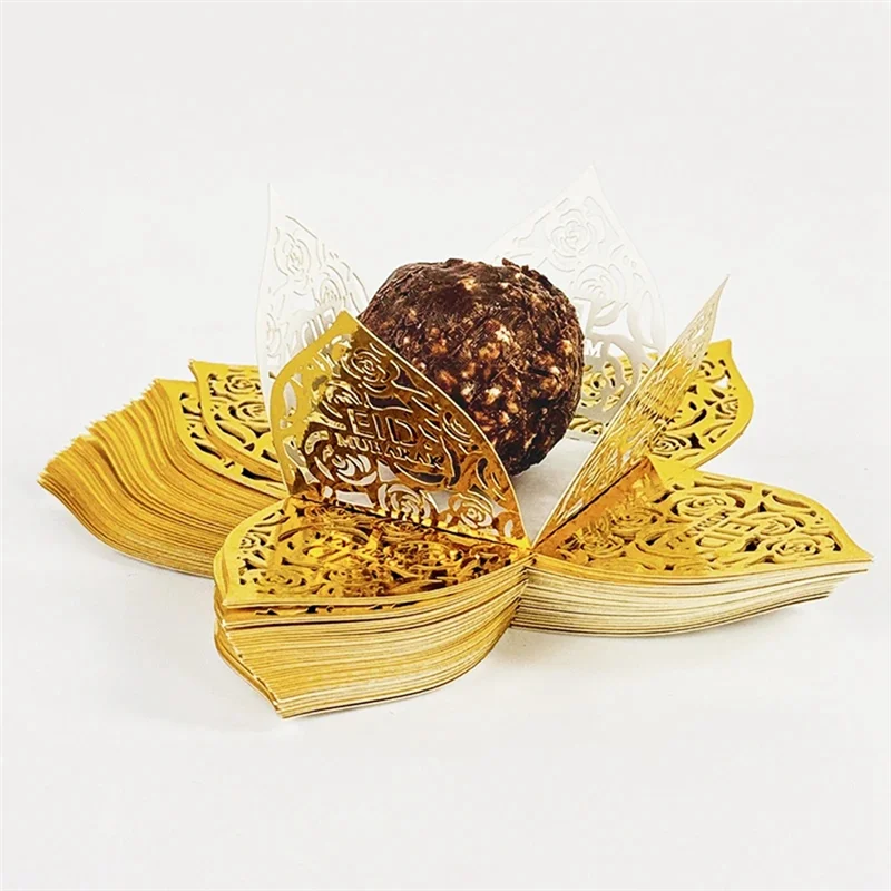 50 個イードムバラク装飾チョコレートラッパー紙キャンディ食品トレイボックスラマダンカリームイスラム教徒パーティー用品 C-BAAQ