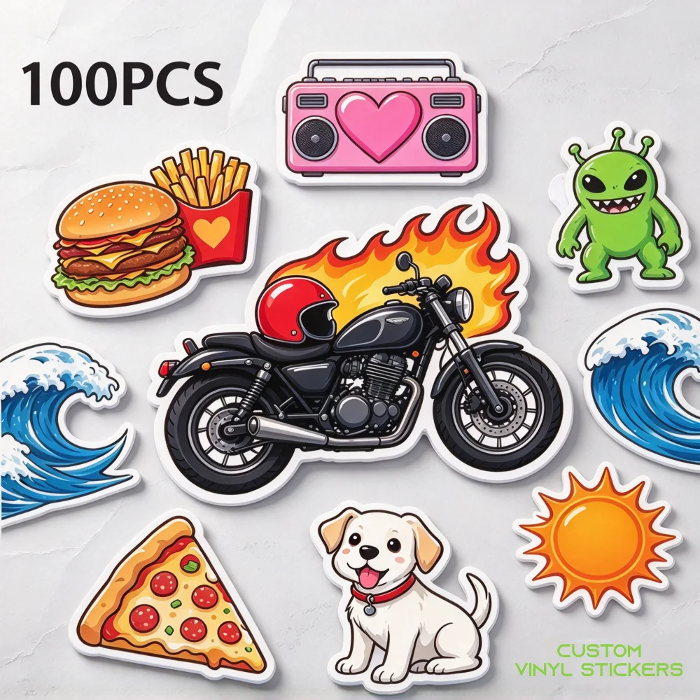 100Pcs Custom Die‑Cut Vinyl Stickers, Waterproof Personalized Brand Logo Stickers for Packaging, Laptops, Gifts & Water Bottles