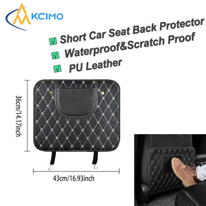 

PU Leather Car Seat Anti Kick Pad Waterproof Scratch Resistant Short Universal Fit Back Seat Protector Interior Accessories