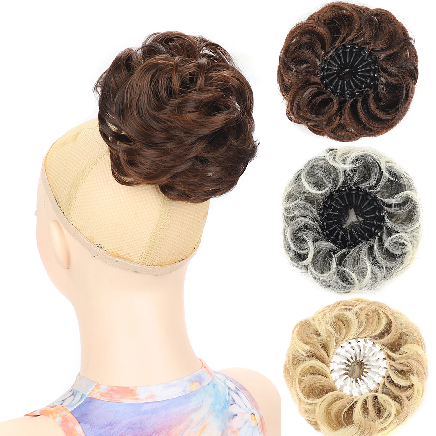Jeedou Messy Hair Bun Bird's Nest Fluffy Wavy Curly Chignon Adjustable Strap Daily Use Styling Hairpiece Synthetic Accessory