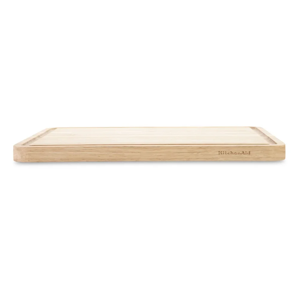 Tabla de cortar de madera de caucho con trinchera perimetral, cocina Reversible duradera, corte esencial, corte, 11x14 pulgadas