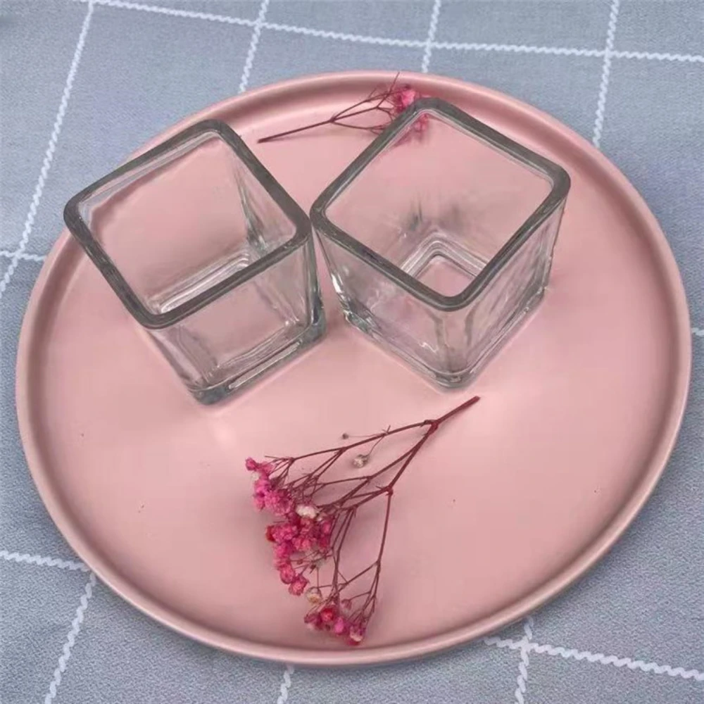 Geometry Square Candlestick Incense Making Candles Jar Supplies Transparent Glass Home Bedroom Desktop Decor DIY Tea Cup Gifts