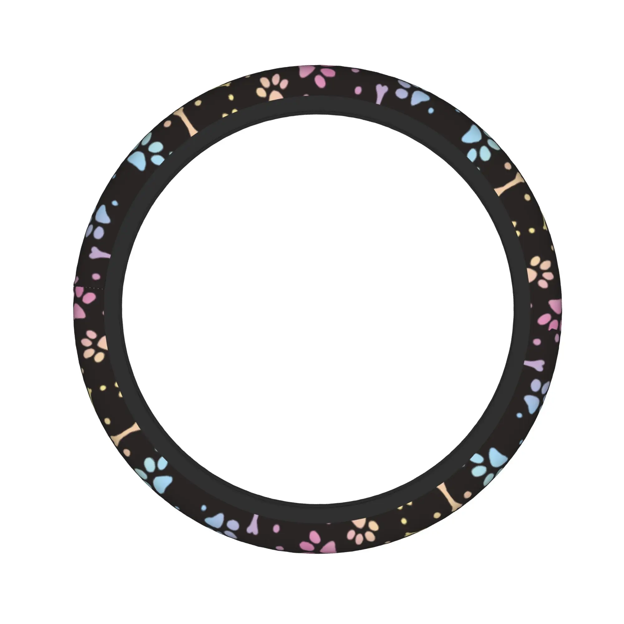 Animal Dog Paw and Bone Car Steering Wheel Cover 37-38 Non-slip Steering Wheel Protective Cover Colorful Car Accessories