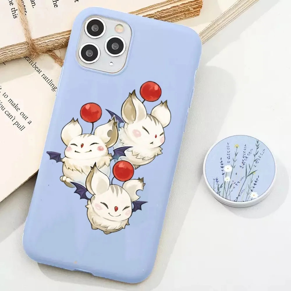 

Final Fantasy Moogle Phone Case For IPhone 14 11 12 13 Mini Pro Xs Max 8 7 6 6S Plus X XR Solid Candy Color Case