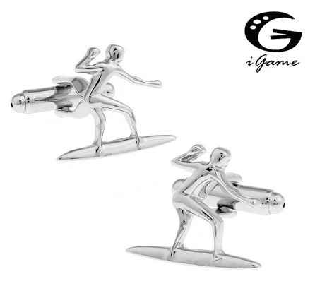 

iGame Men Gift Skate Cuff Links Silver Color Copper Material Novelty Sport Design Free Shipping