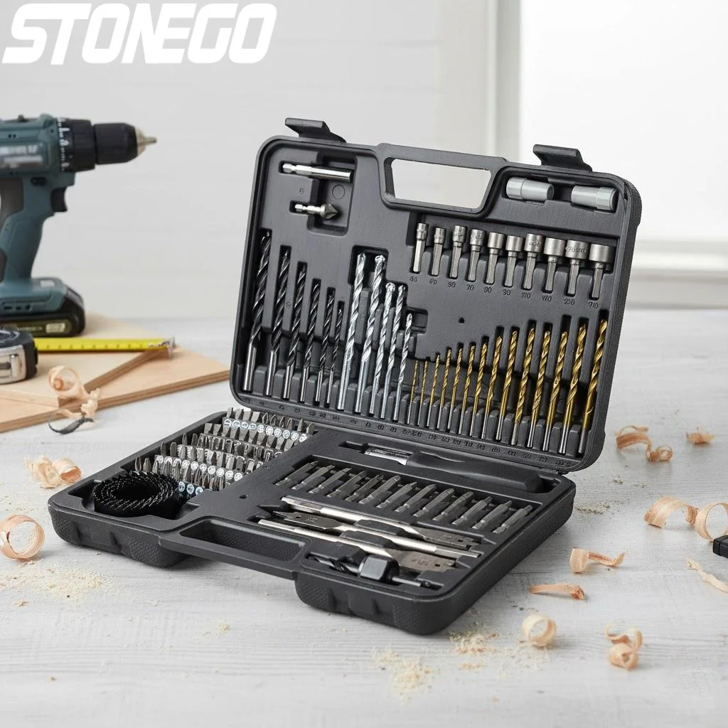 

111PCS Drill Set Twist Construction Woodworking Flat Hole Opener Tools Center Position Drilling Kit
