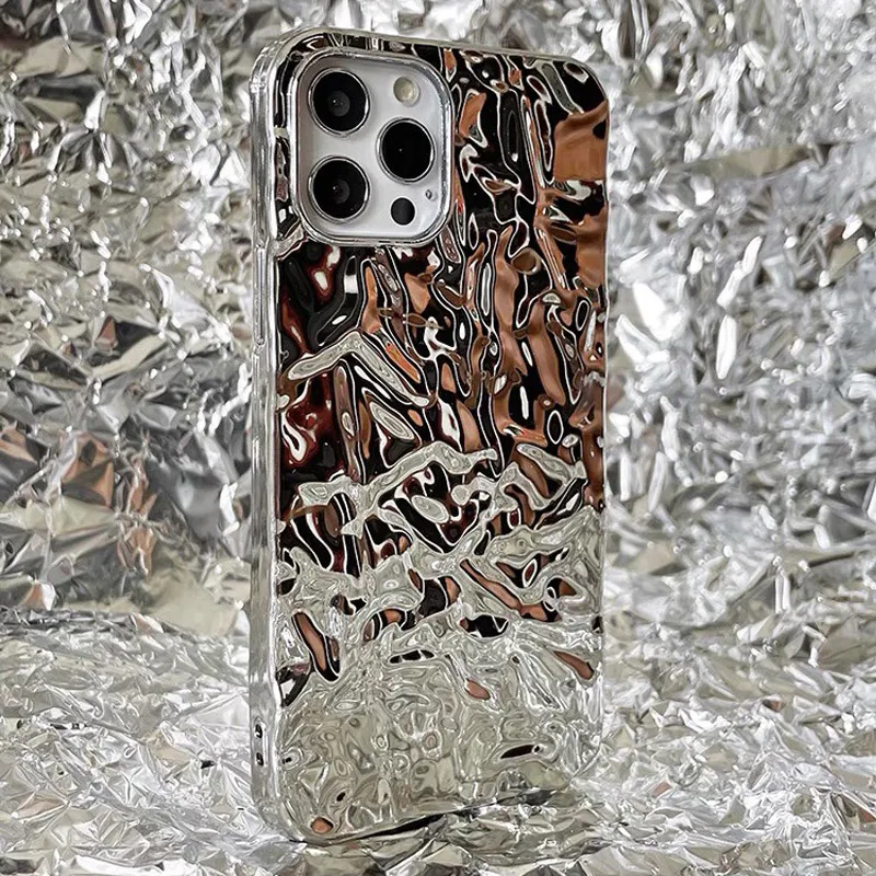 INS Celebrity abbinato Luxury Silver Tinins Foil Pieghe Custodia per telefono per iPhone 14 Pro Max 11 12 13 Pro Max XR X XS Custodia in silicone