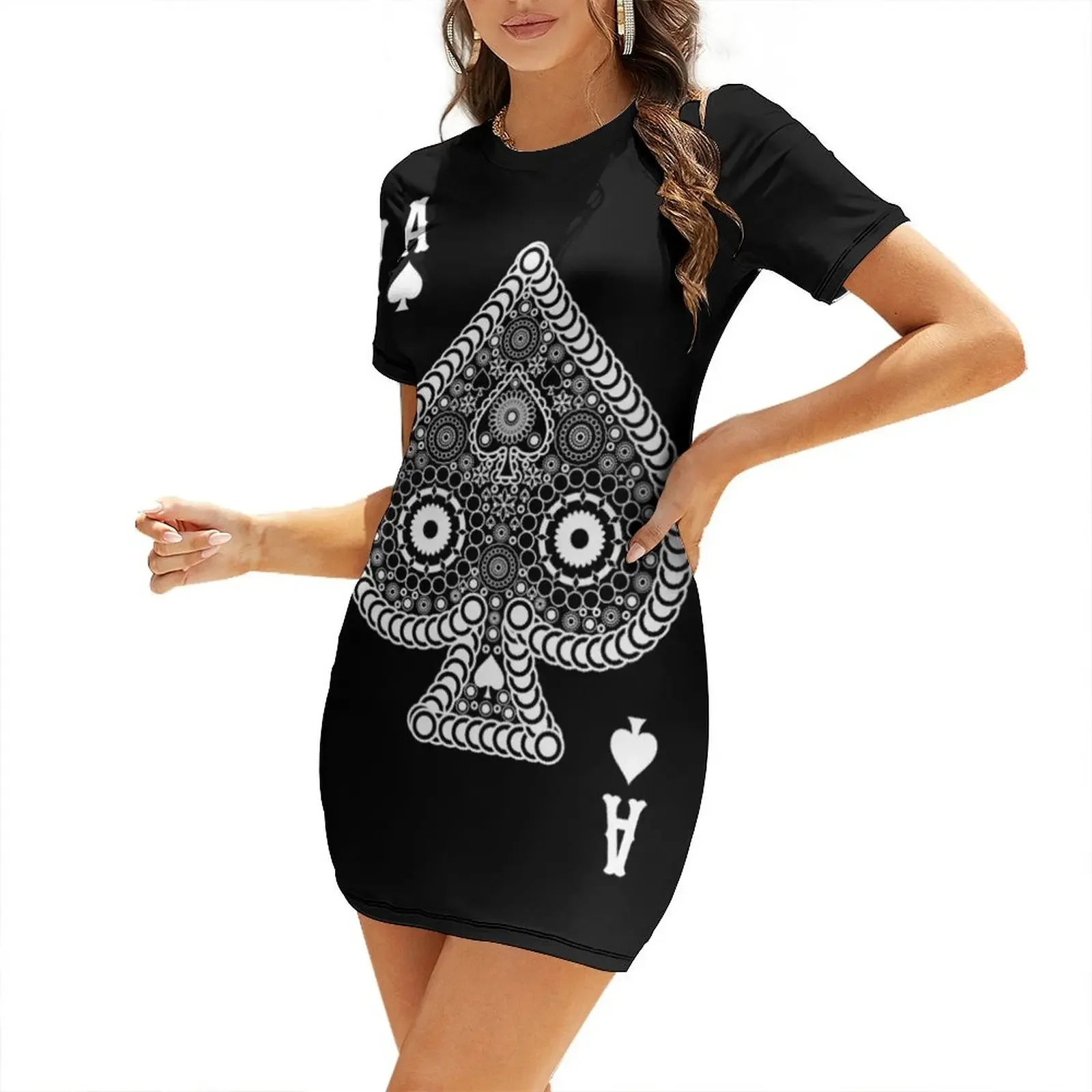 

Stylish Ace of Spades Short-Sleeved Dress dresses for women summer dresses women 2025 dresses korean style Dress