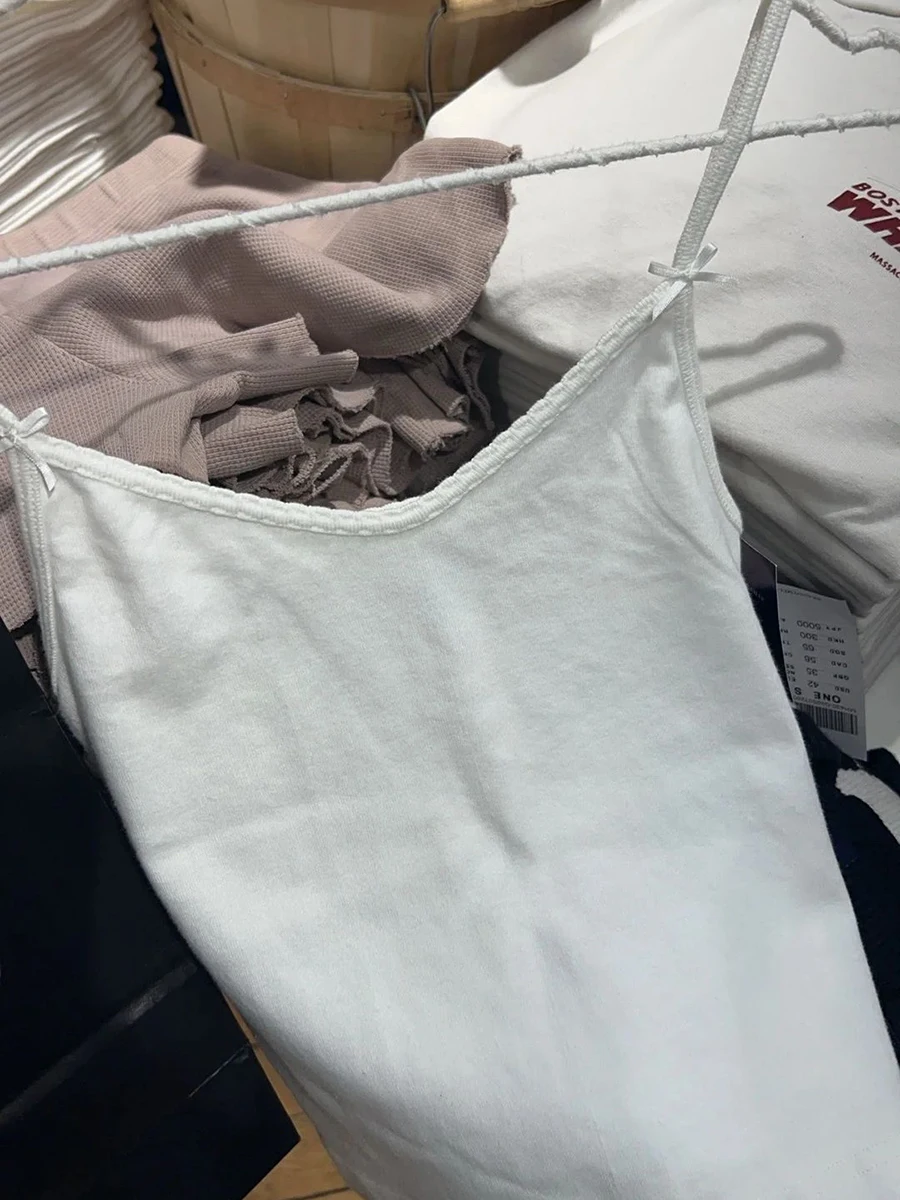 Bows White Lace Trim Slim Crop Top Women Sexy V Neck Cotton Sleeveless Cropped Camisole Vintage Solid Summer Sweet Tank Tops Y2k