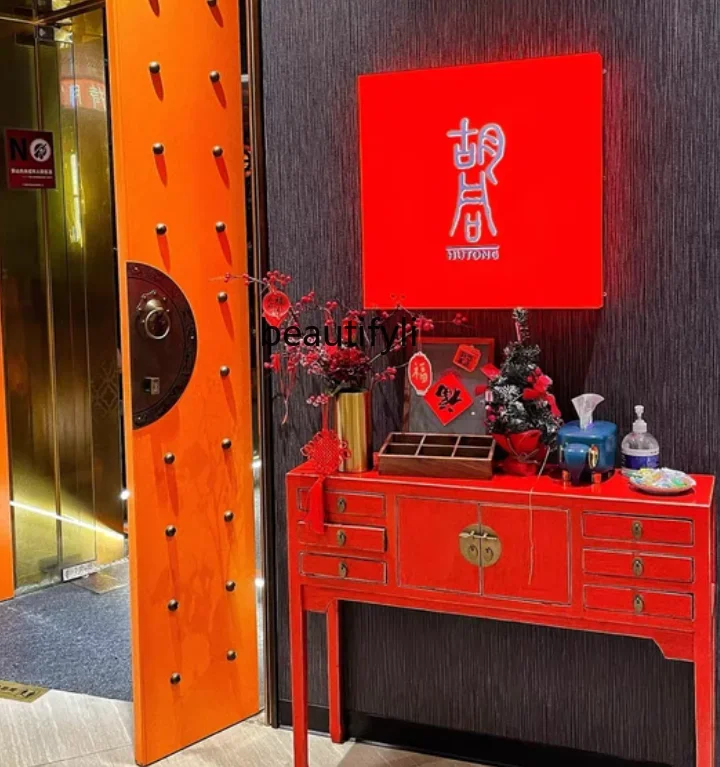 

zxqNew Chinese style old, living room, partition porch table solid wood foyer, modern simple screen cabinet