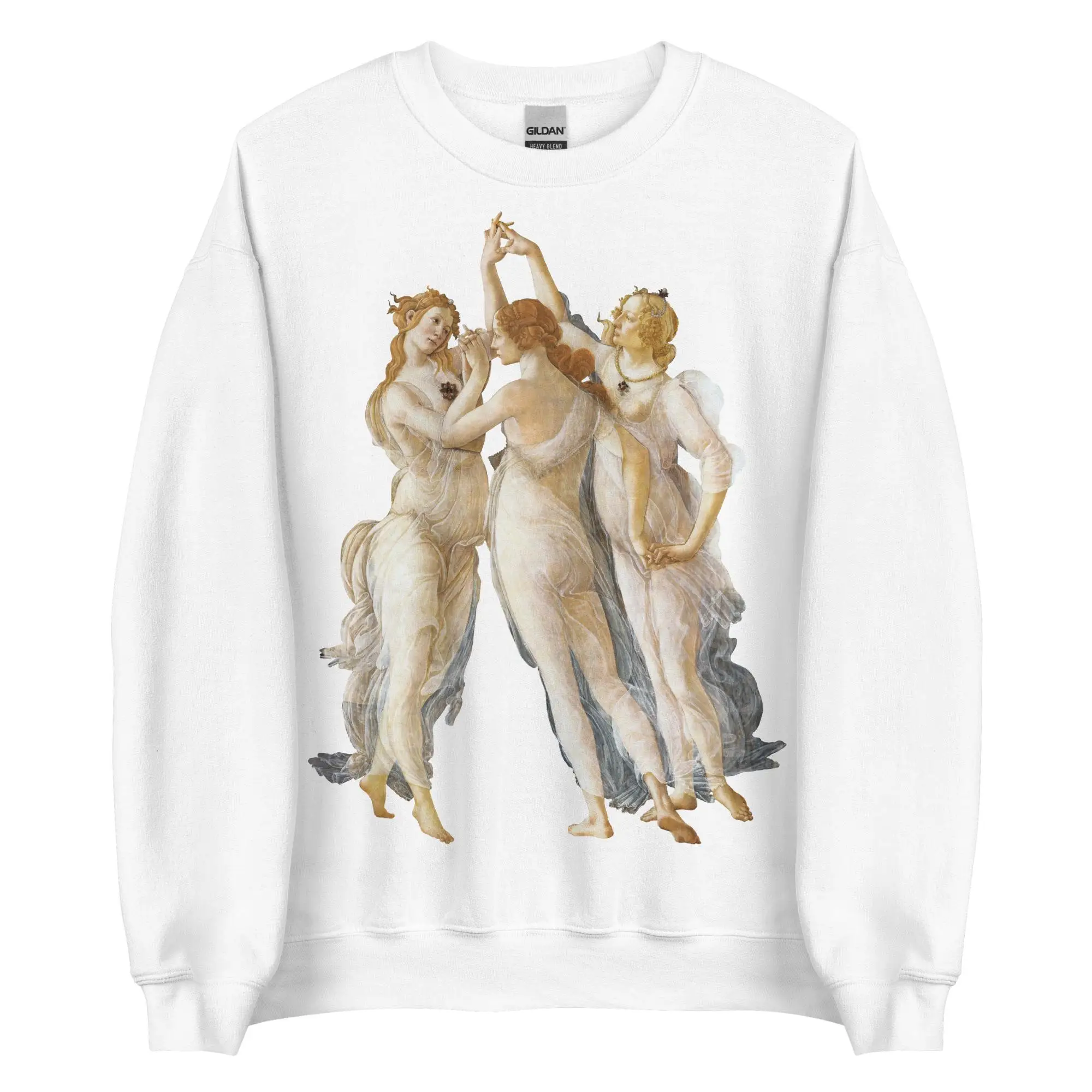 Unisex-Sweatshirt „Sandro Botticelli – Die drei Grazien“, Sweatshirt mit Rundhalsausschnitt, Motiv aus der Kunstgeschichte. – Detail 4