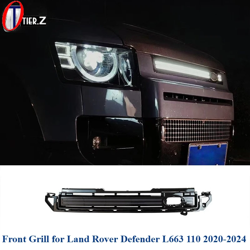 

Сотовая сетка-гриль, решетка переднего бампера, гоночные грили для Land Rover Defender L663 110 2020-2024, светодиодный светильник из АБС-пластика, Стайлинг автомобиля