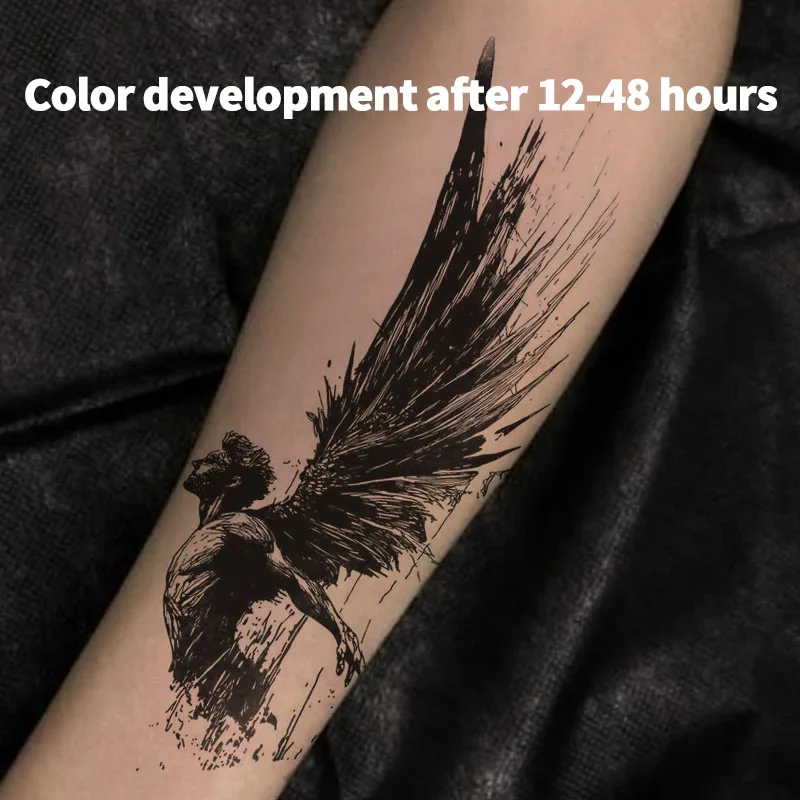 Dark Angel Herbal Juice Tattoo Stickers Sexy Arms Waterproof Fake Tatto Temporary Tattoos Cheap Hip Hop Party Art Wholesale Y2K
