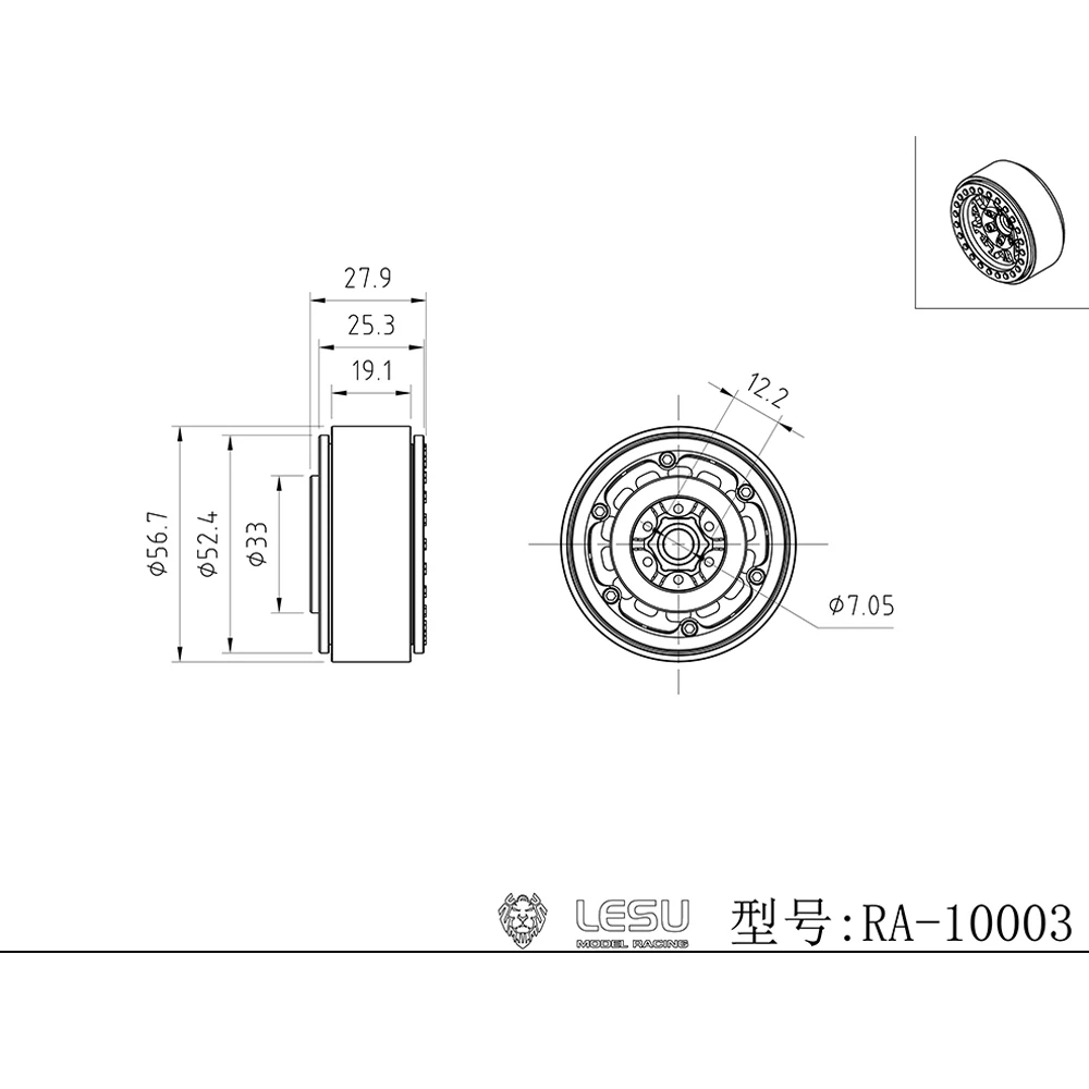

Металлическая ступица колеса LESU RC, 1,9 дюйма, детали для 1/10, внедорожник, гусеничный автомобиль с дистанционным управлением, аксессуары, игрушки, модель TH22955
