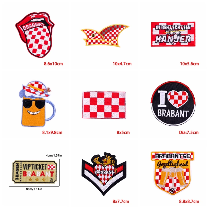 10PCS/set Netherland Brabant Emblem Embroidered Patches For Clothes Carnival Patch Iron On Patches Jackets Uniform Hat Sew DIY