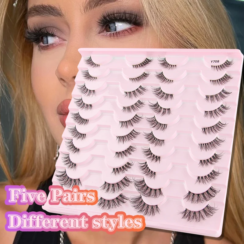 Lanjinglin 3/5/20 Pairs Half Eye Lashes Natural Look Make up Tool Soft False Eyelashes maquillaje Extension Faux Cils Manga Lash