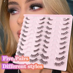 Lanjinglin 3/5/20 Pairs Half Eye Lashes Natural Look Make up Tool Soft False Eyelashes maquillaje Extension Faux Cils Manga Lash