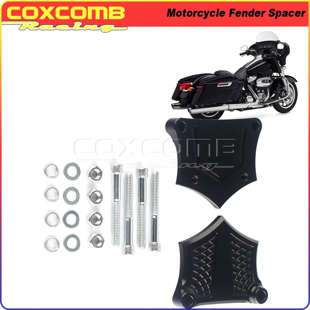 

1 Pair Black Motorcycle 0.64'' Front Fender Spacers Mudguard Bracket Gasket Kits For 23" 26" Harley Touring 14-19 Lowers 14-18