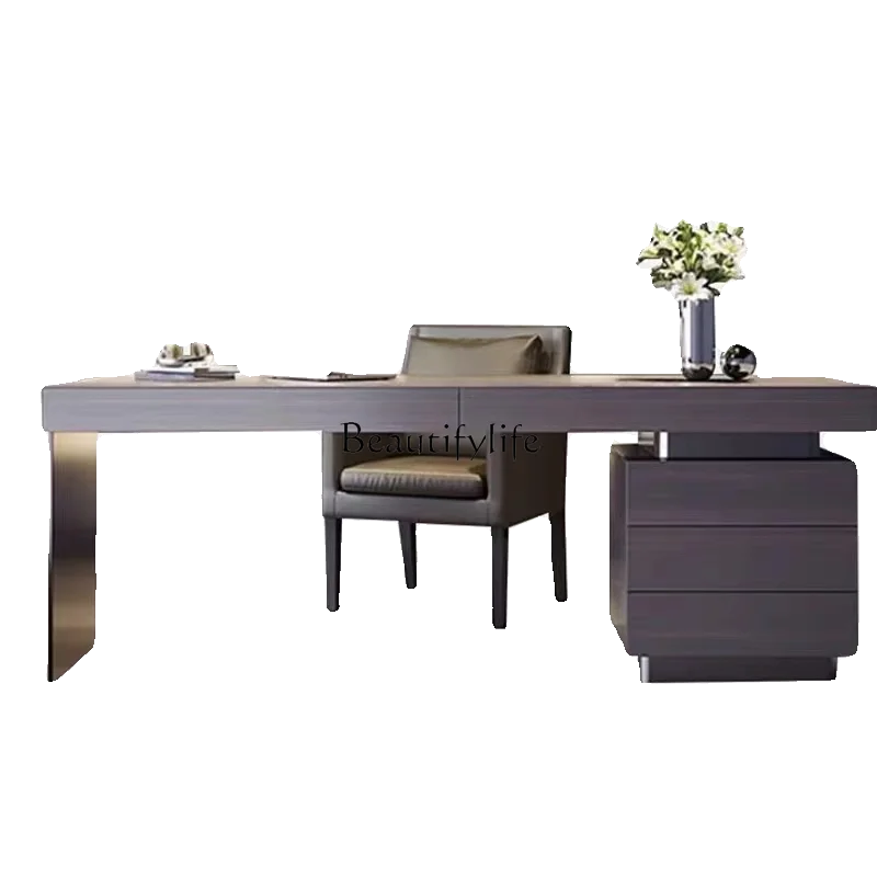 

Italian minimalist desk modern light luxury simple solid wood simple desk