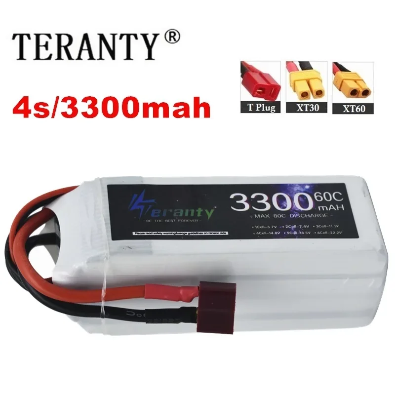 

LiPo Rechargeable Battery 4S 3300mAh 60C 14.8V for RC FPV Racing Drone Quadcopter Drone Batteries With XT60 Connector Deans Plug