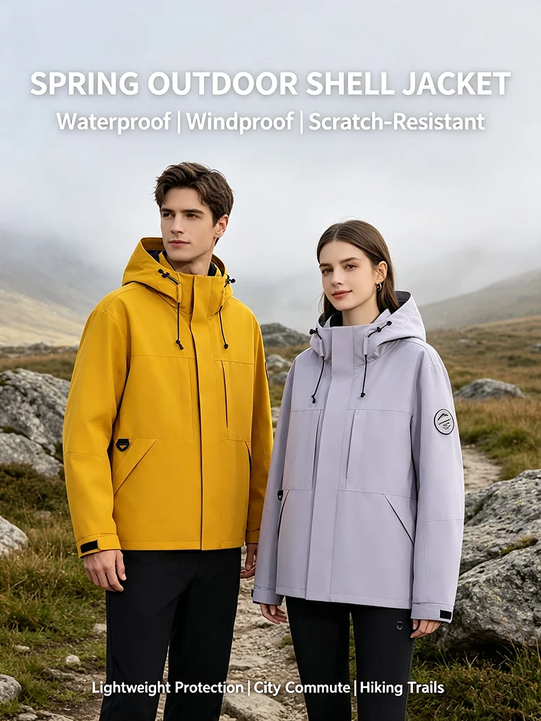 LNGXO Wasserdichte Windjacke für Damen und Herren, Outdoor-Sport, winddichte, einlagige Jacke, Wander-, Trekking-, Bergsteiger-Regenjacke – Detail 2