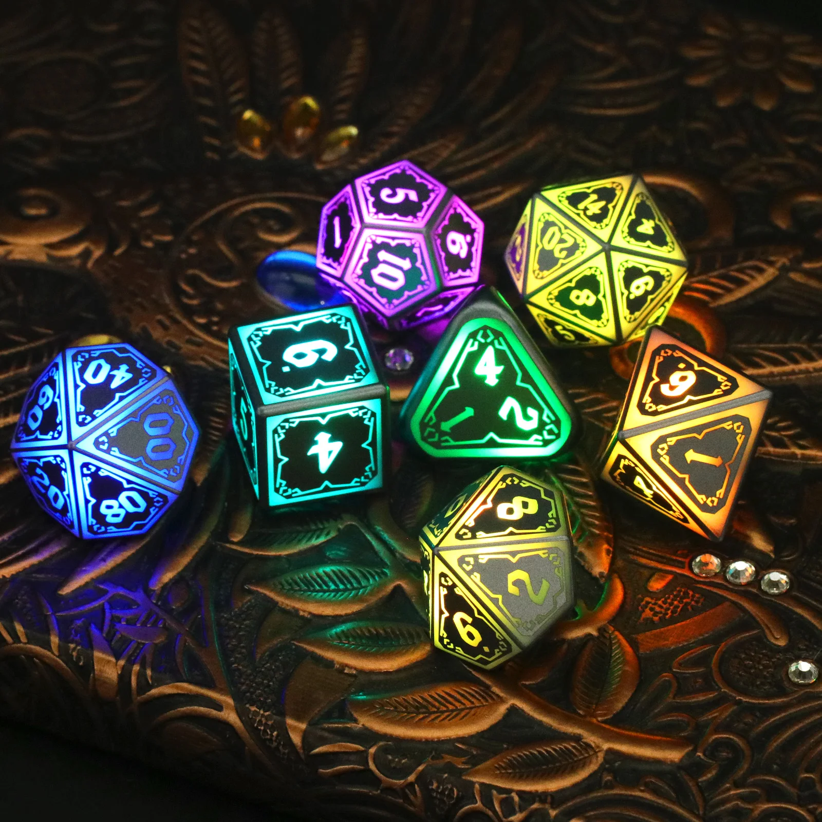 DND Dice Wireless Charging LED Dice, Recarregável Light Up Dice Set com Caixa de Carregamento para Dungeons and Dragons, Role Playing Game