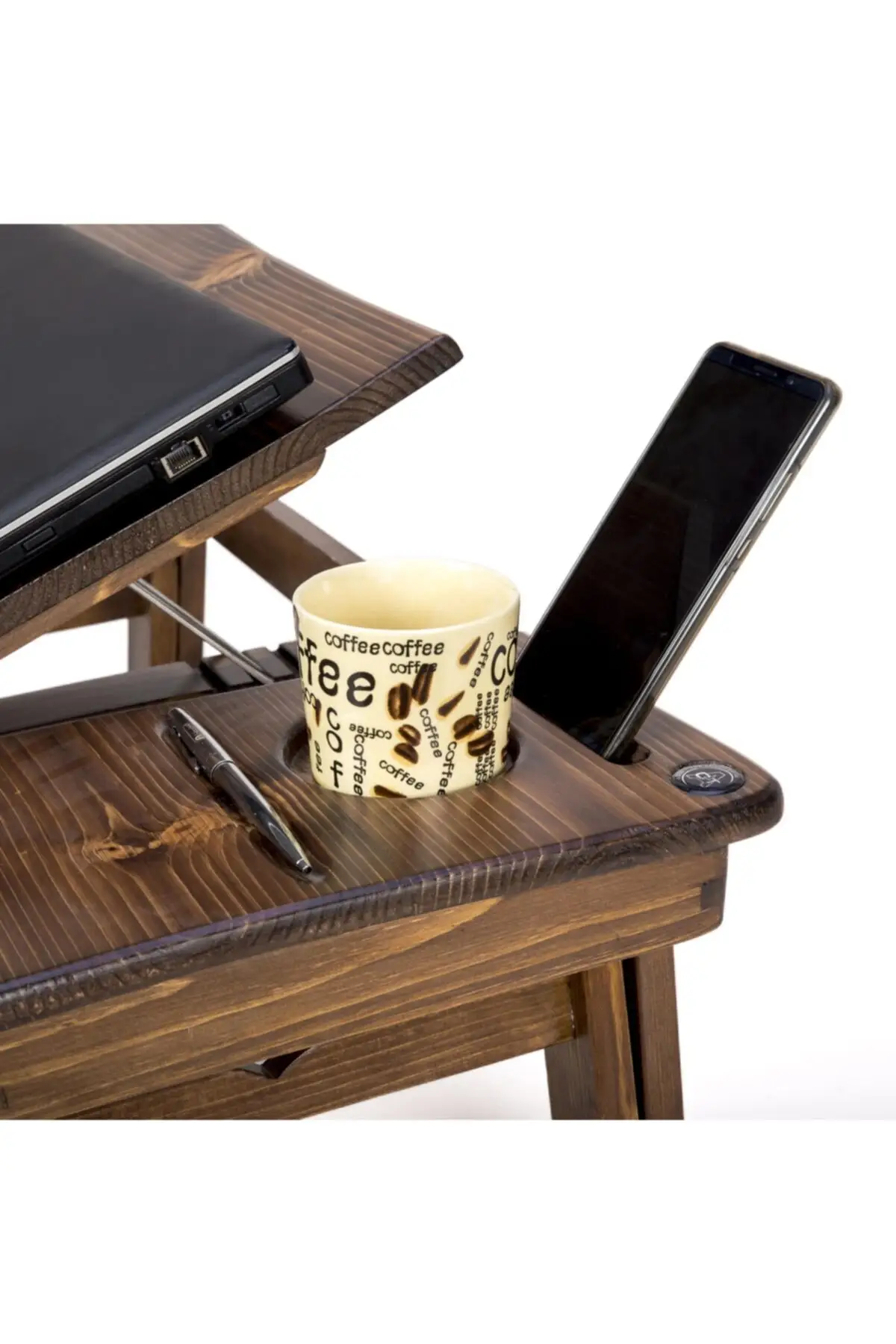 Walnut Color Fanless Model Laptop Stand Wood Color Popular Practical Use