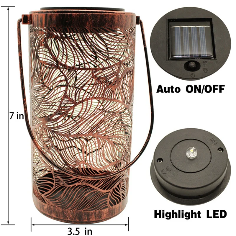 Solar Lantern Retro Garden Solar Lamp Hollowed Out Forest Shadow Lantern Hanging Lamp Lighting Outdoor Landscape Lamp