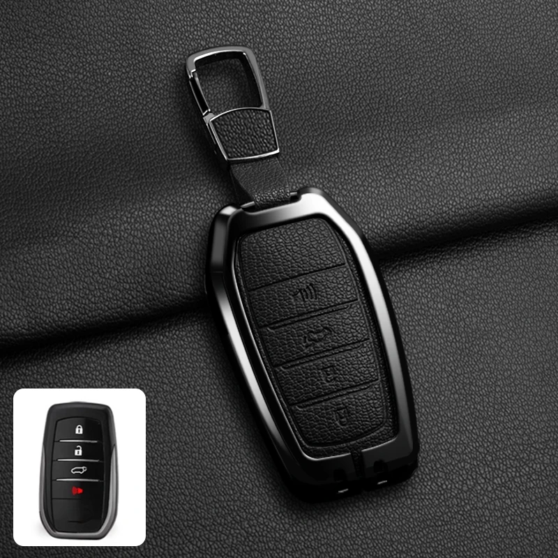 Passende Schlüsselhülle aus Zinklegierung und Leder für Toyota CHR Hilux Fortuner Land Cruiser 200 Camry Corolla Crown RAV4 Highland – Detail 37