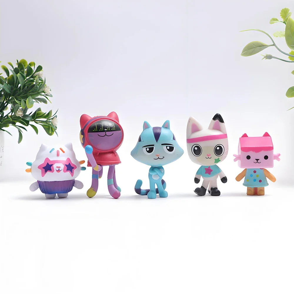 13pcs Gabby Dollhouse Anime Figure Toy Smiling Car Cat Hug Gaby Girl Dolls Mercat Cartoon Action Figure Xmas Birthday Kids Gift