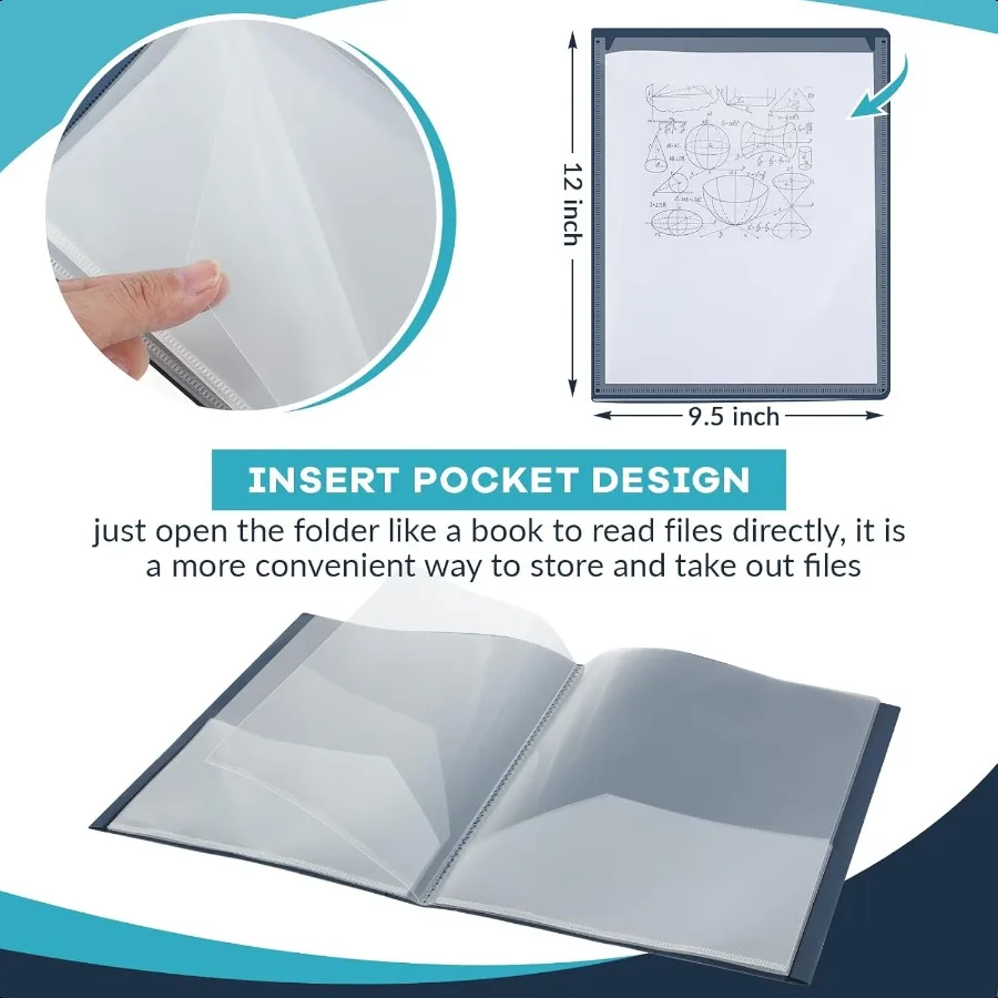 12 قطعة مجلدات متعددة الجيب فوليو 11 منظم مستندات الجيب مقاومة للتمزق المهنية مرنة البلاستيك الموثق ل Busin و B