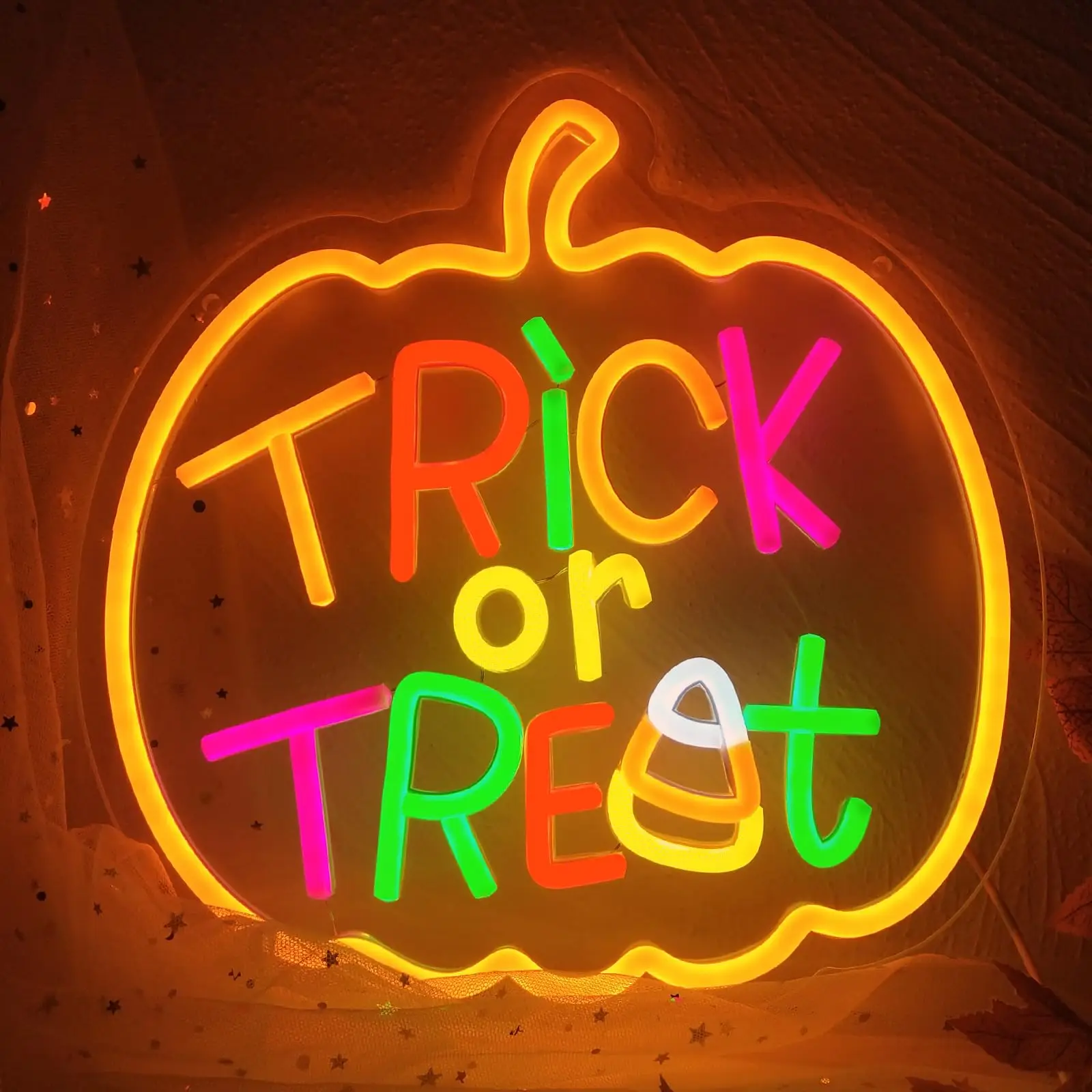 ハロウィン-パンプキン-led-ネオンサイン-壁飾り-トリックオアトリート-キャンディーコーン-調光スイッチ付き-秋のパーティー-寝室-子供部屋-バー用