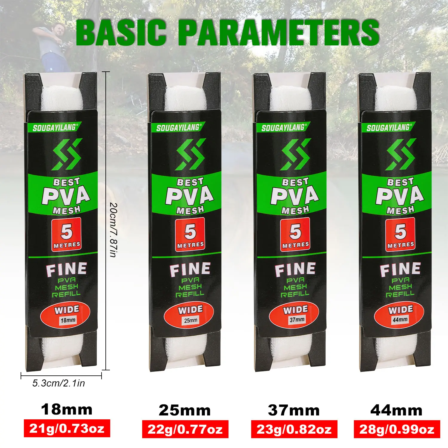 Filet d'appât Sougayilang PVA 5m par ensemble/spécifications multiples en option filet d'appât soluble dans l'eau pêche à la carpe rapidement pour guérir le poisson