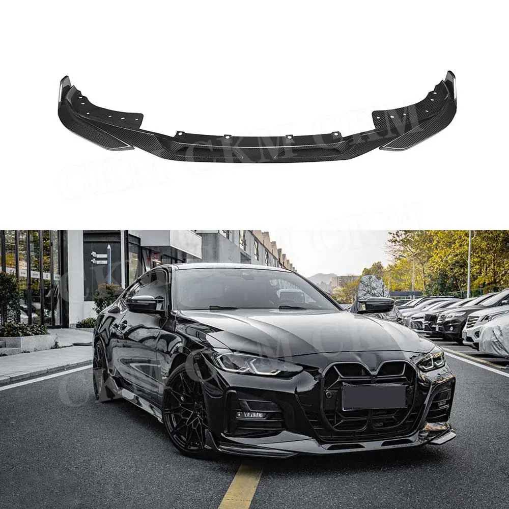 

Dry Forged Carbon Fiber Front Bumper Lip Splitters Chin Spoiler Car Accessories For BMW 4 Series G22 G23 Coupe 2021+ FRP Bodykit