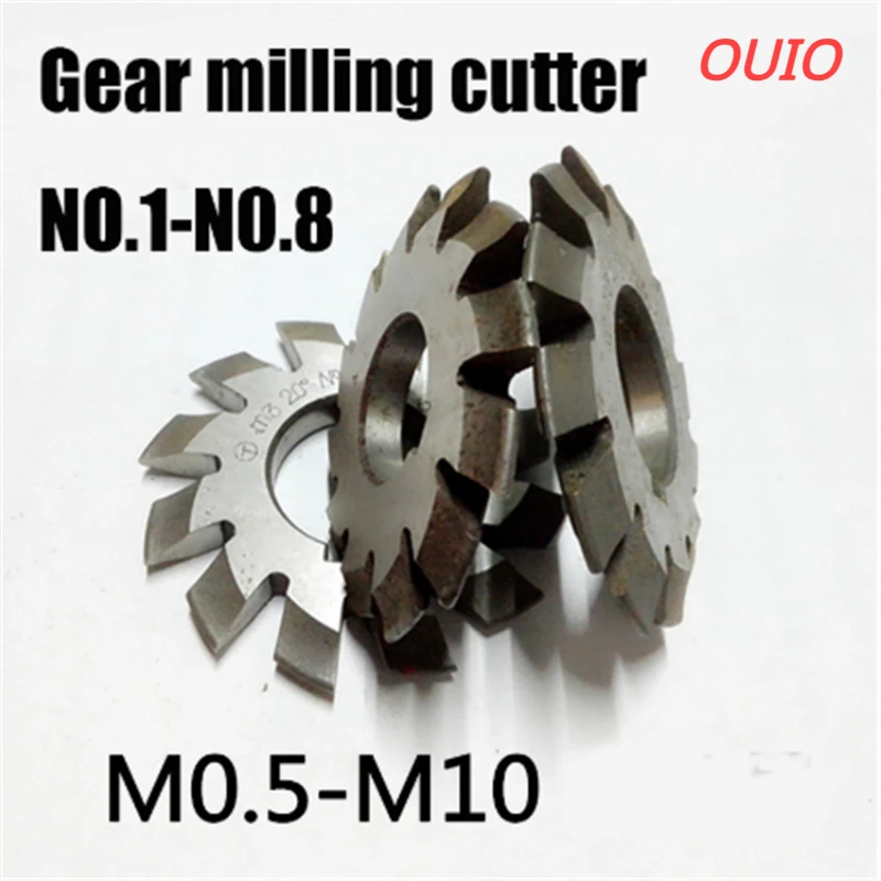 

OUIO 8PCS NO.1-NO.8 M0.4 M0.5 M0.6 M0.7 M0.8 M1 M1.25 M1.5 M2 M3 M4 Modulus PA20 Degrees HSS Gear Milling Cutter Gear Tools