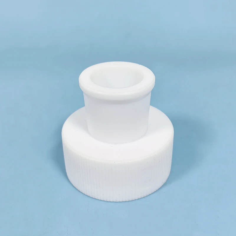 GL45mm threaded cap with PTFE adapter, Upper female joint 14/23 19/26 24/29 29/32, Lower GL45mm, PP / PBT / PTFE cover