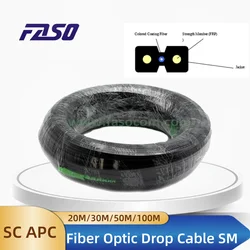 FTTH SM Simplex 100 Meter SC/APC-SC/APC SM OS2 G657A1 1Core Indoor Drop Cable Fiber Optic Patch Cord Black LSZH Jacket