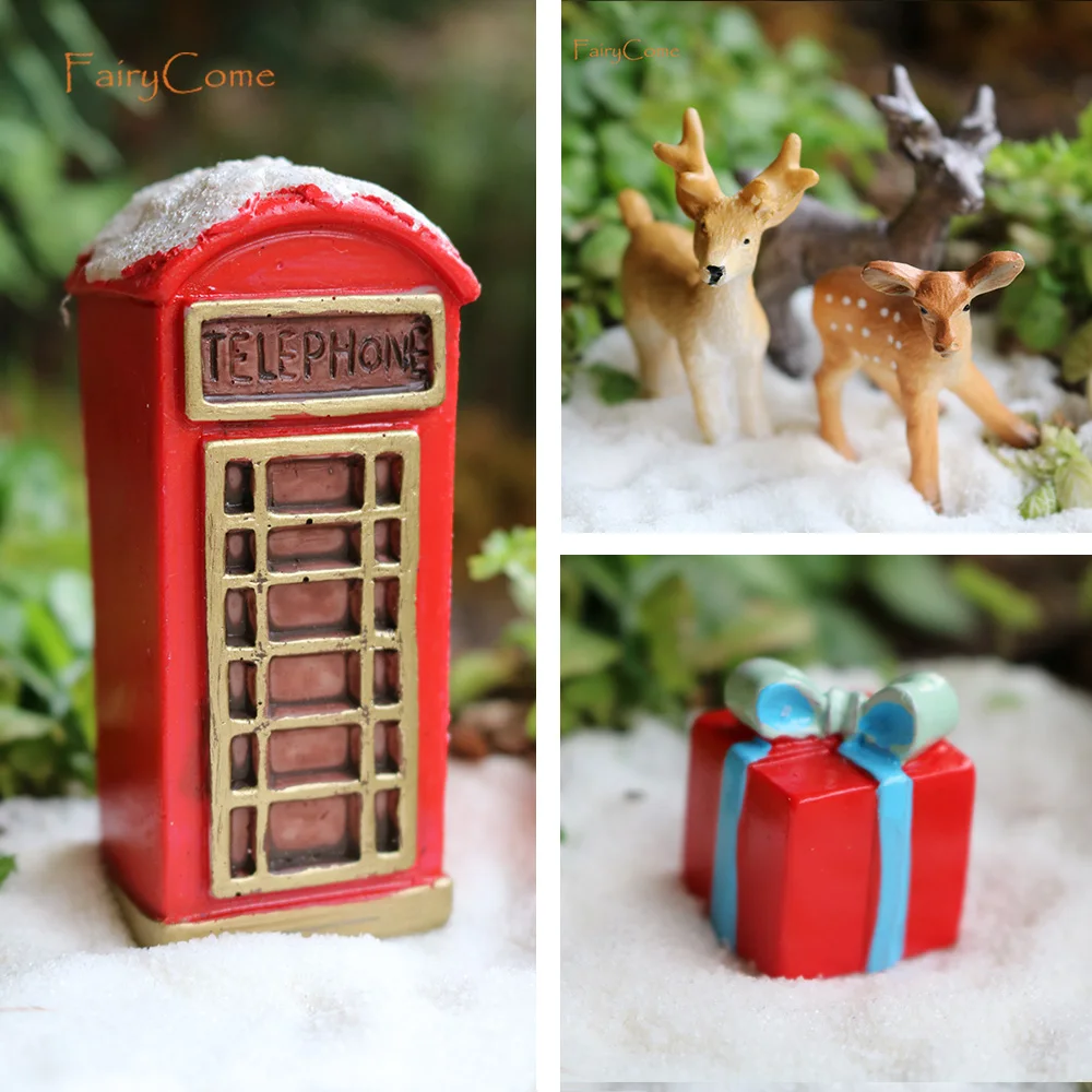 عيد الميلاد المنمنمات التماثيل الديكور الراتنج البسيطة سانتا الرنة شجرة قرية أرقام LED عيد الميلاد الجنية الحدائق الملحقات