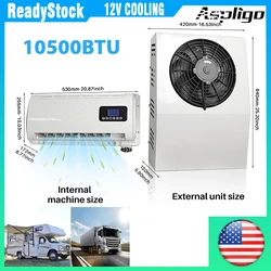 Aspligo 12V 24V 10500BTU New Energy Split Air Conditioning Low Noise Parking Air Conditioner For Car Motorhome Truck Camper RV