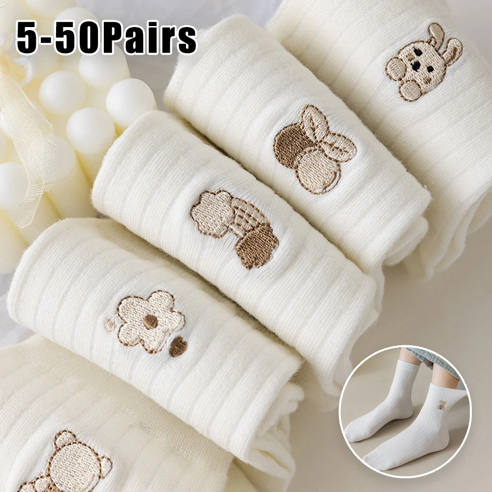 

Japanese Inspired Unisex Mid Calf Socks Solid Color Stripes Cozy Winter Socks For Women Men