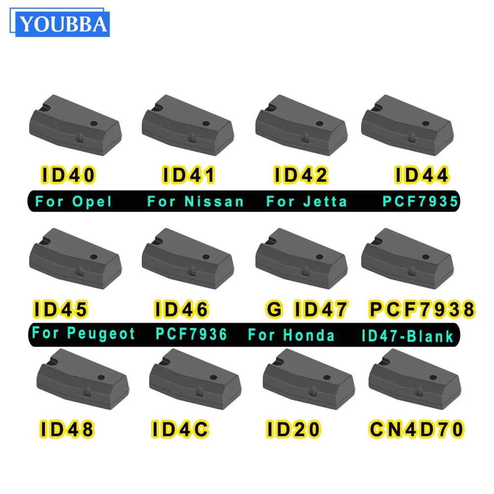 Chip de llave transpondedor YOUBBA ID40 ID41ID42 para Opel/Nissan/Jetta ID44 ID46 ID45 ID47 PCF7938XA para Honda ID48 ID20 ID4C CN4D70