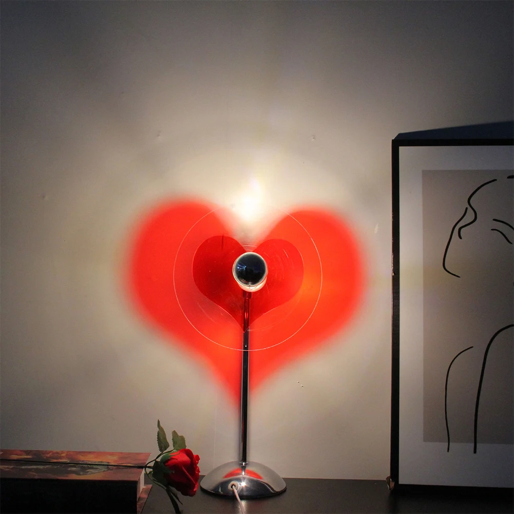 USB Table Lamp, Romantic Love Projector Lamp With On/off Switch Shadow Desk Lamp For Photography Party Home Living Room Decor